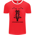 Lifer Behind Bars Motorcycle Motorbike Mens Ringer T-Shirt FotL Red/White