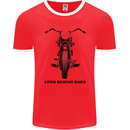 Lifer Behind Bars Motorcycle Motorbike Mens Ringer T-Shirt FotL Red/White