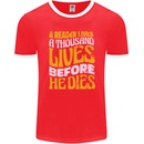 Bookworm Reading a Reader Dies Funny Mens Ringer T-Shirt FotL Red/White