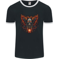 Biker Wings Motorbike Motorcycle Skull Mens Ringer T-Shirt FotL Black/White