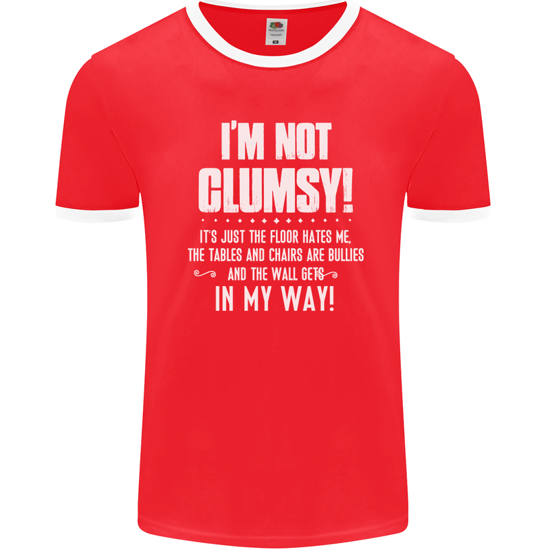 I'm Not Clumsy Funny Slogan Joke Beer Mens Ringer T-Shirt FotL Red/White