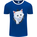 A Cat Rip Mens White Ringer T-Shirt Royal Blue/White