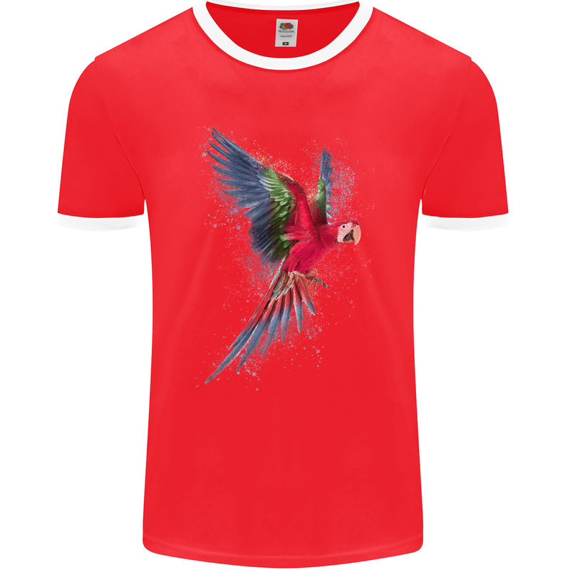 A Colourful Parrot Mens Ringer T-Shirt FotL Red/White