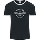 Gym Fitness Improve Your Power Skull Mens Ringer T-Shirt FotL Black/White