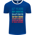 67th Birthday 67 Year Old Mens Ringer T-Shirt FotL Royal Blue/White