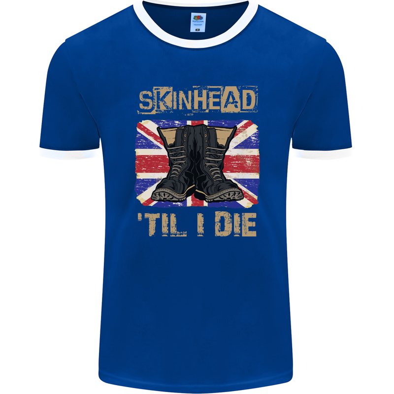 Skinhead Til I Die Punk Music Mens Ringer T-Shirt FotL Royal Blue/White