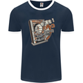 Pachinko Machine Arcade Game Pinball Mens Ringer T-Shirt FotL Navy Blue/White