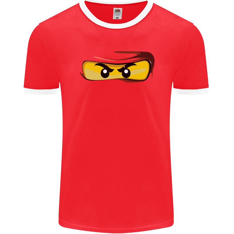 Ninja Eyes Mens Ringer T-Shirt FotL Red/White