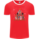 Christmas Cat Tree Funny Xmas Mens Ringer T-Shirt FotL Red/White