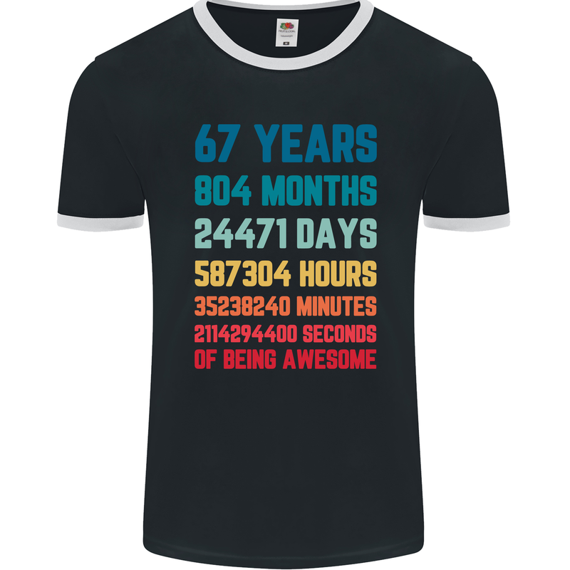 67th Birthday 67 Year Old Mens Ringer T-Shirt FotL Black/White