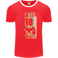 18th Birthday 18 Year Old Level Up Gamming Mens Ringer T-Shirt FotL Red/White