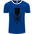 Skull With a Sword Gothic Heavy Metal Rock Mens White Ringer T-Shirt Royal Blue/White