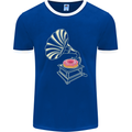 Gramophone Donut Music DJ Vinyl Funny Mens Ringer T-Shirt FotL Royal Blue/White