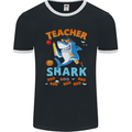 Teacher Shark Funny Teaching Teacher Mens Ringer T-Shirt FotL Black/White