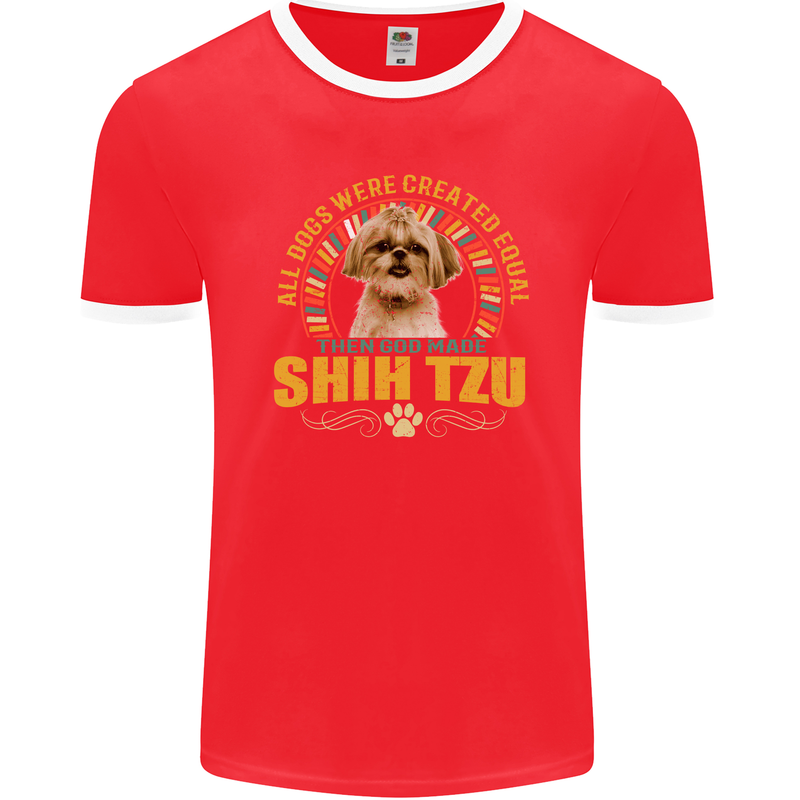 A Shih Tzu Dog Mens Ringer T-Shirt FotL Red/White