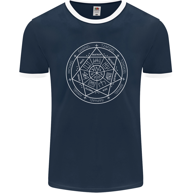 Seal of the Seven Archangels Mens Ringer T-Shirt FotL Navy Blue/White