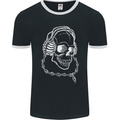 Music A Skull Wearing Headphones Mens Ringer T-Shirt FotL Black/White