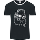 Music A Skull Wearing Headphones Mens Ringer T-Shirt FotL Black/White