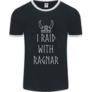 I Raid With Ragnar The Vikings Valhalla Mens Ringer T-Shirt FotL Black/White
