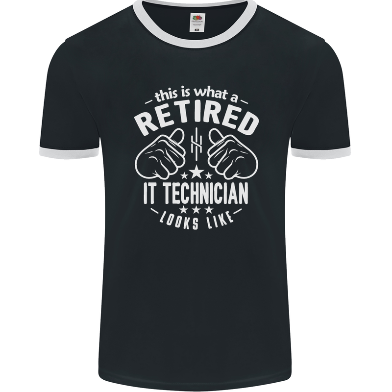 A Retired IT Technician Looks Like Mens Ringer T-Shirt FotL Black/White