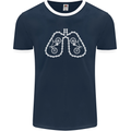 Bicycle Lungs Cyclist Funny Cycling Bike Mens Ringer T-Shirt FotL Navy Blue/White