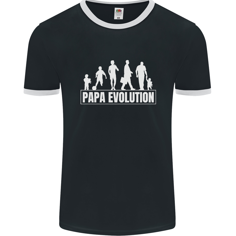 Papa Evolution Fathers Day Mens Ringer T-Shirt FotL Black/White