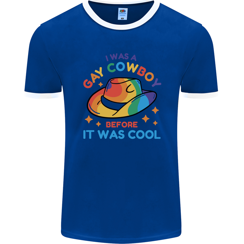 LGBT Gay Pride Cowboy Awareness Day Mens Ringer T-Shirt FotL Royal Blue/White