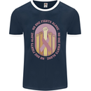 Breast Cancer Awareness Fights Alone Mens Ringer T-Shirt FotL Navy Blue/White