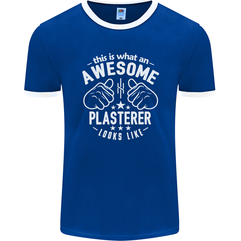 An Awesome Plasterer Looks Like Mens Ringer T-Shirt FotL Royal Blue/White