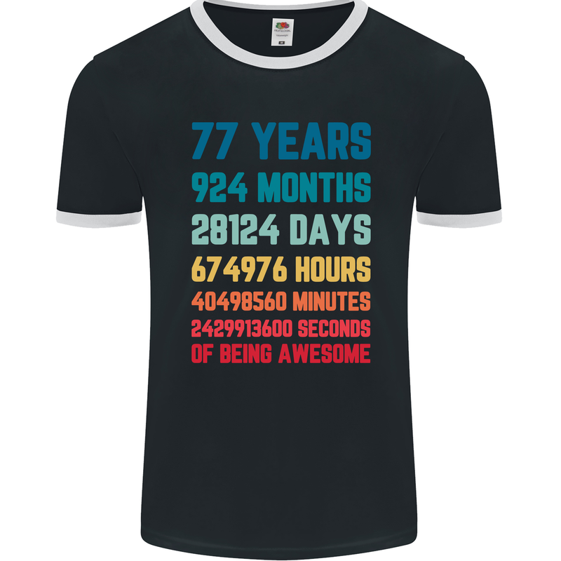 77th Birthday 77 Year Old Mens Ringer T-Shirt FotL Black/White