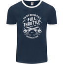 Full Throttle Motorcycle Biker Motorbike Mens Ringer T-Shirt FotL Navy Blue/White