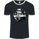 Shield Maiden With a Raven & Viking Ship Mens Ringer T-Shirt FotL Black/White