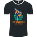 Outnumbered Dad Girls Fathers Day Daughters Mens Ringer T-Shirt FotL Black/White