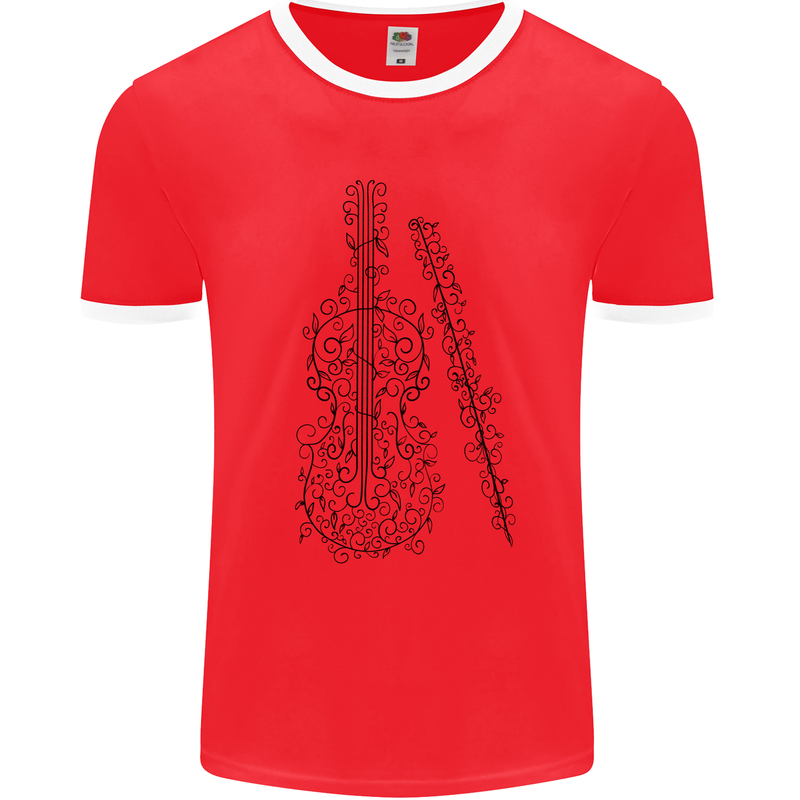 A Violin Cello Mens Ringer T-Shirt Red/White