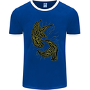 The Viking Raven Symbol Odin Ragnar Tribal Mens Ringer T-Shirt FotL Royal Blue/White