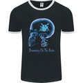 Drumming on the Brain Drummer Drum Funny Mens Ringer T-Shirt FotL Black/White