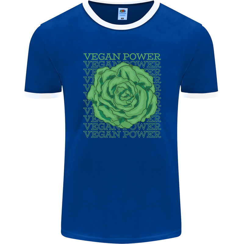 Vegan Power Mens Ringer T-Shirt FotL Royal Blue/White