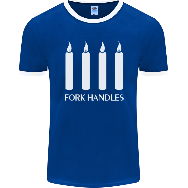 Four Candles Fork Handles Funny Two Ronnies Mens Ringer T-Shirt FotL Royal Blue/White