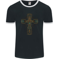 A Circuit Board Cross Gothic Goth Techy Mens Ringer T-Shirt FotL Black/White