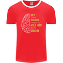 Brain Cancer Aneurysm Awareness Mens Ringer T-Shirt FotL Red/White