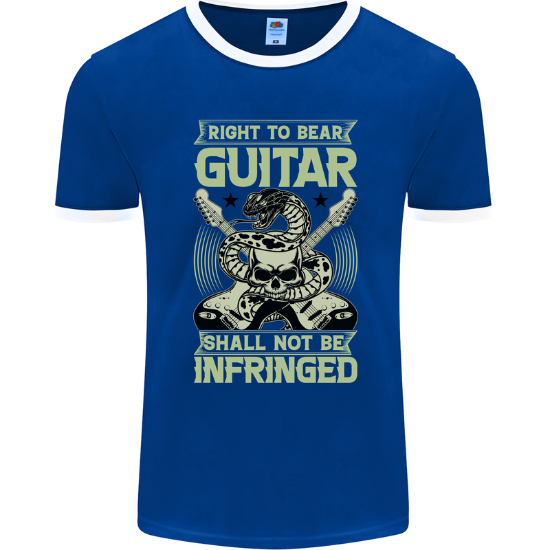 Right To Bear Guitar Rock n Roll Music Mens Ringer T-Shirt FotL Royal Blue/White