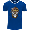 Steampunk Skull Mens Ringer T-Shirt FotL Royal Blue/White