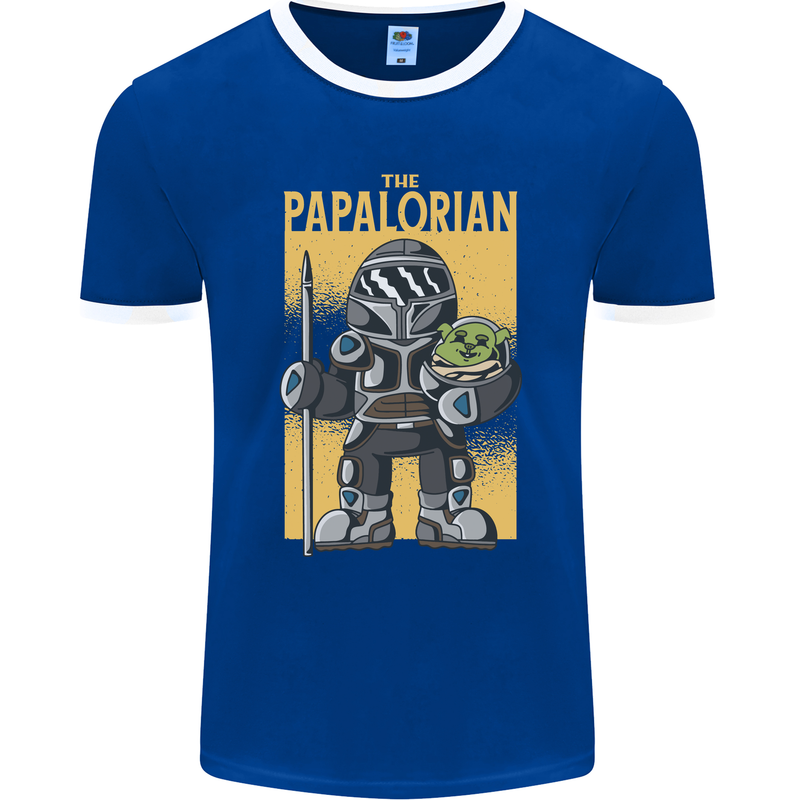 Father's Day The Papalorian Funny Papa Mens Ringer T-Shirt FotL Royal Blue/White