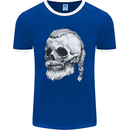 A Viking Skull Mens Ringer T-Shirt FotL Royal Blue/White