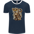 Steampunk Cat Mens Ringer T-Shirt FotL Navy Blue/White