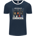 Guitar Important Choices Guitarist Music Mens Ringer T-Shirt FotL Navy Blue/White