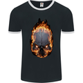 Fire Skull Mens Ringer T-Shirt FotL Black/White