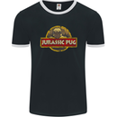 Jurassic Pug Funny Dog Movie Parody Mens Ringer T-Shirt FotL Black/White