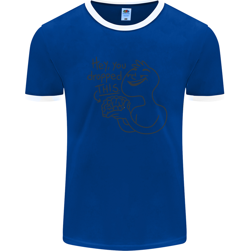 U Dropped Your Brain Sarcastic Dumb Stupid Mens White Ringer T-Shirt Royal Blue/White