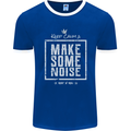 Rock n Roll Keep Calm & Make Some Noise Mens Ringer T-Shirt FotL Royal Blue/White